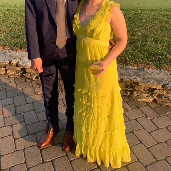 Badgley Mischka Ruffled Tiered Georgette Gown - Picture 11 of 16